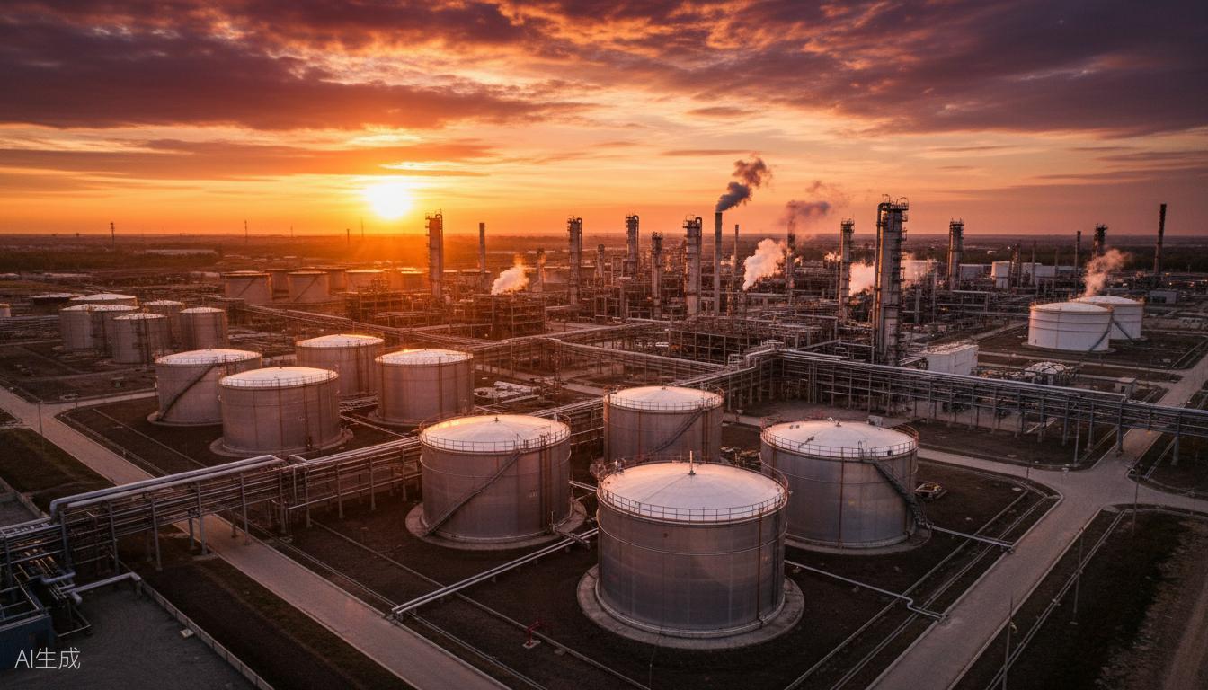 Oil refinery industrial complex aerial view